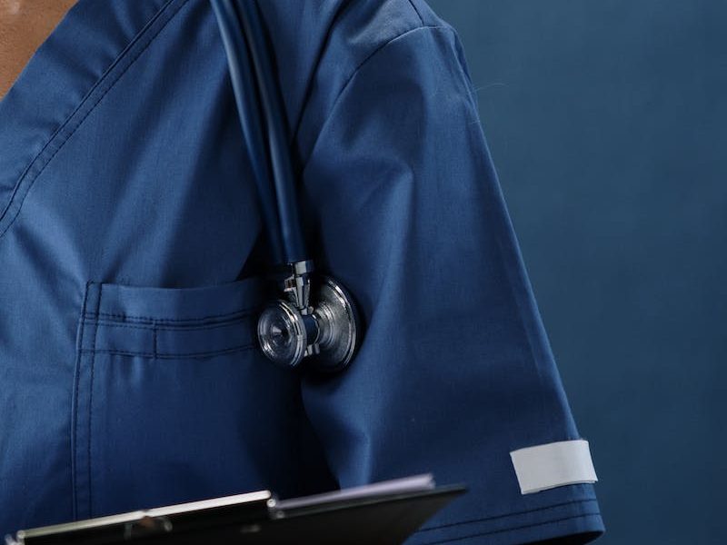 A Stethoscope on a Medical Professional's Shoulder